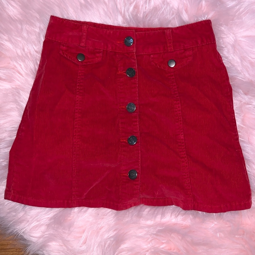 Red Corduroy Mini Skirt Urban Outfitters